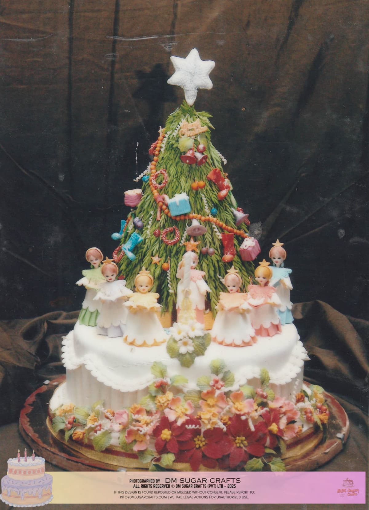 Festive Christmas Carol Angel Tree Cake cake